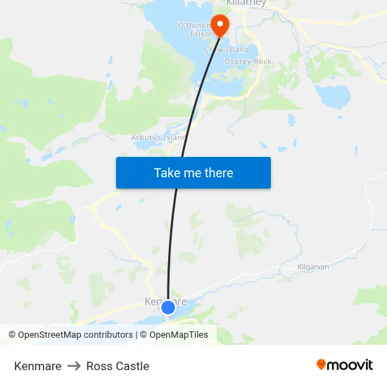 Kenmare to Ross Castle map