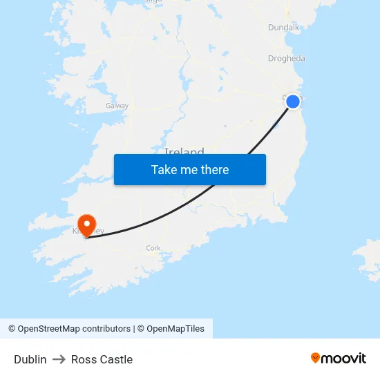 Dublin to Ross Castle map