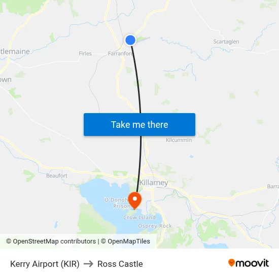 Kerry Airport (KIR) to Ross Castle map