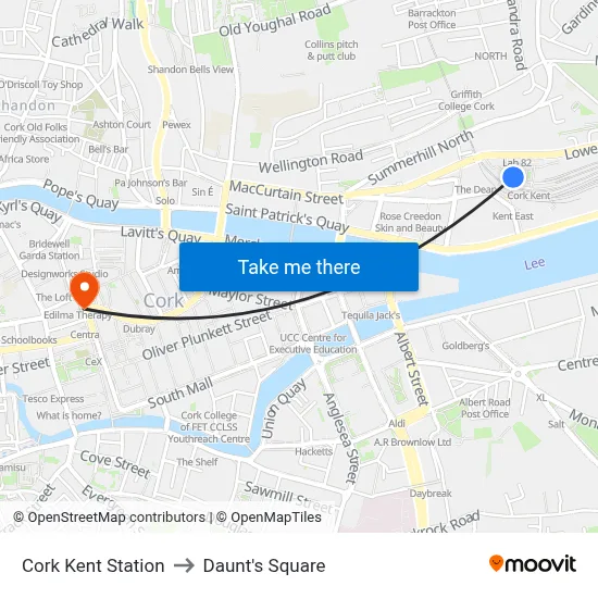 Cork Kent Station to Daunt's Square map