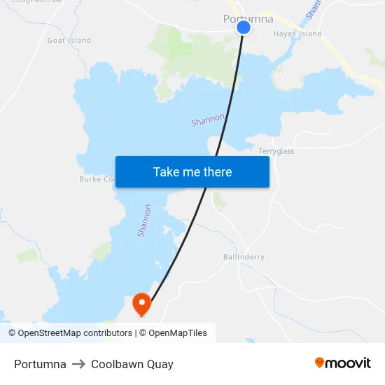 Portumna to Coolbawn Quay map