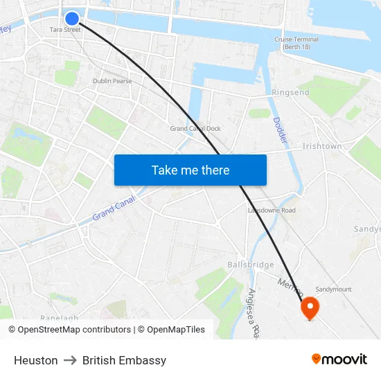 Heuston to British Embassy map