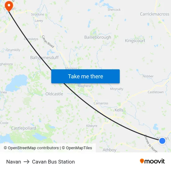 Navan to Cavan Bus Station map