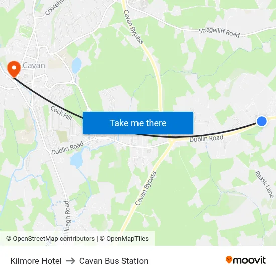 Kilmore Hotel to Cavan Bus Station map