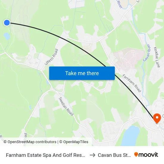 Farnham Estate Spa And Golf Resort, Cavan to Cavan Bus Station map
