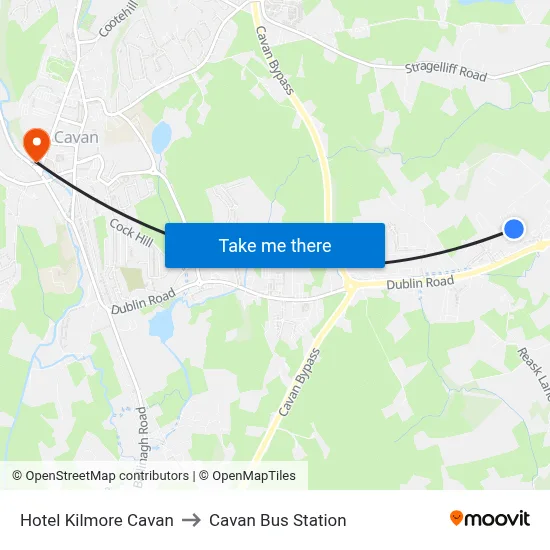 Hotel Kilmore Cavan to Cavan Bus Station map