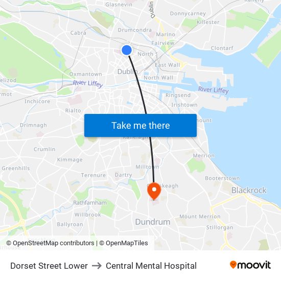 Dorset Street Lower to Central Mental Hospital map