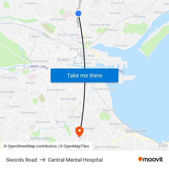 Swords Road to Central Mental Hospital map
