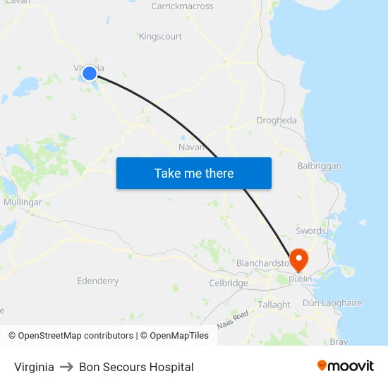 Virginia to Bon Secours Hospital map