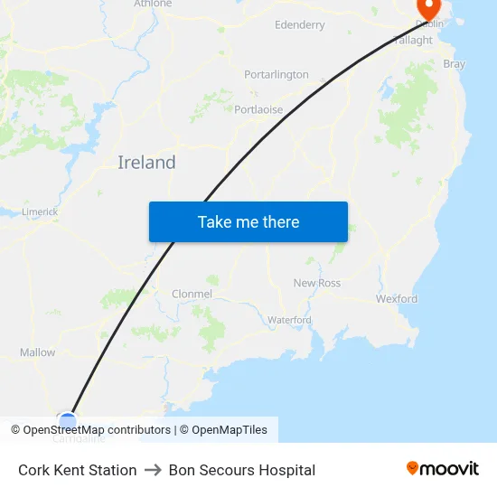 Cork Kent Station to Bon Secours Hospital map