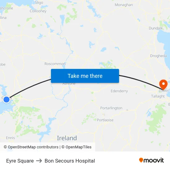 Eyre Square to Bon Secours Hospital map