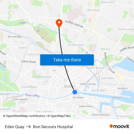 Eden Quay to Bon Secours Hospital map