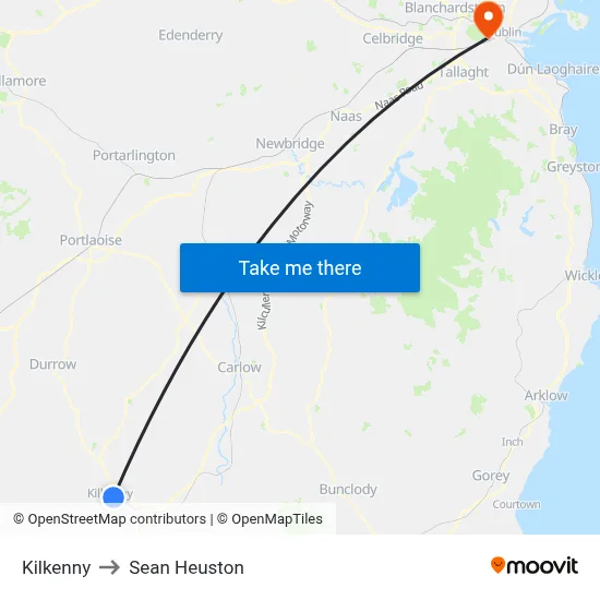 Kilkenny to Sean Heuston map