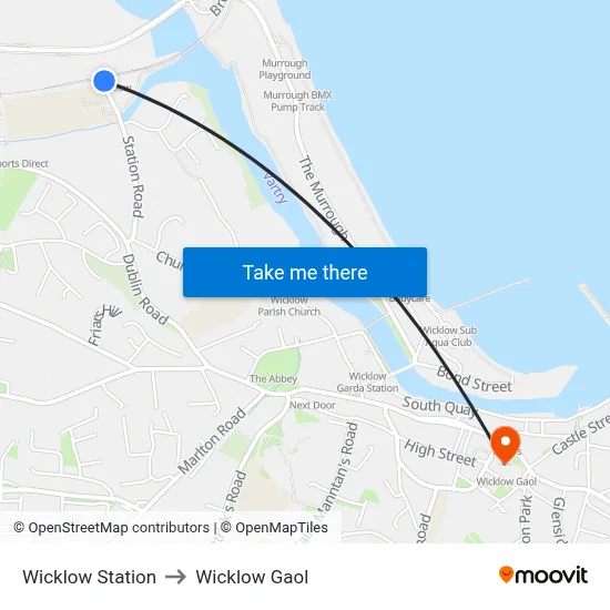 Wicklow Station to Wicklow Gaol map