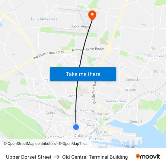 Upper Dorset Street to Old Central Terminal Building map