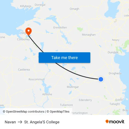 Navan to St. Angela’S College map