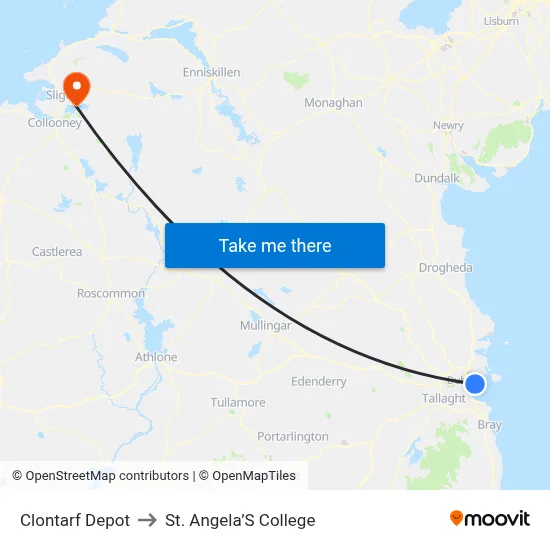 Clontarf Depot to St. Angela’S College map