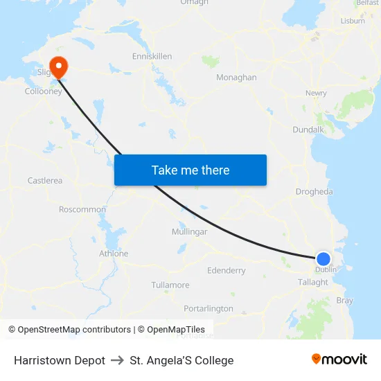 Harristown Depot to St. Angela’S College map