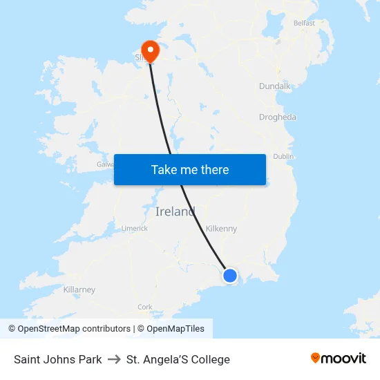Saint Johns Park to St. Angela’S College map