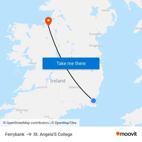 Ferrybank to St. Angela’S College map
