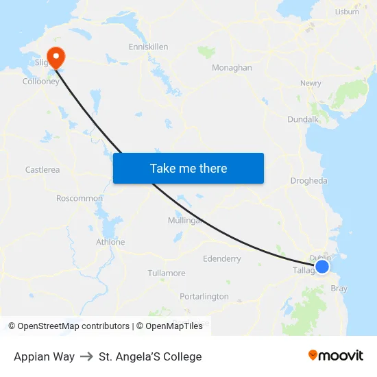 Appian Way to St. Angela’S College map