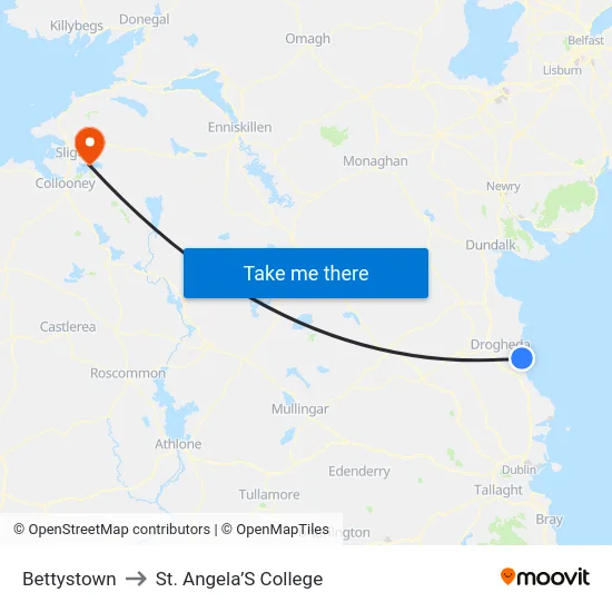 Bettystown to St. Angela’S College map
