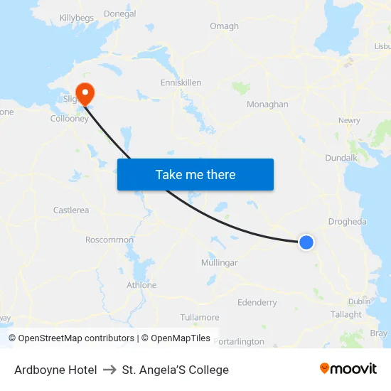 Ardboyne Hotel to St. Angela’S College map