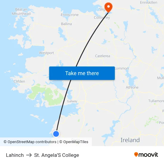 Lahinch to St. Angela’S College map