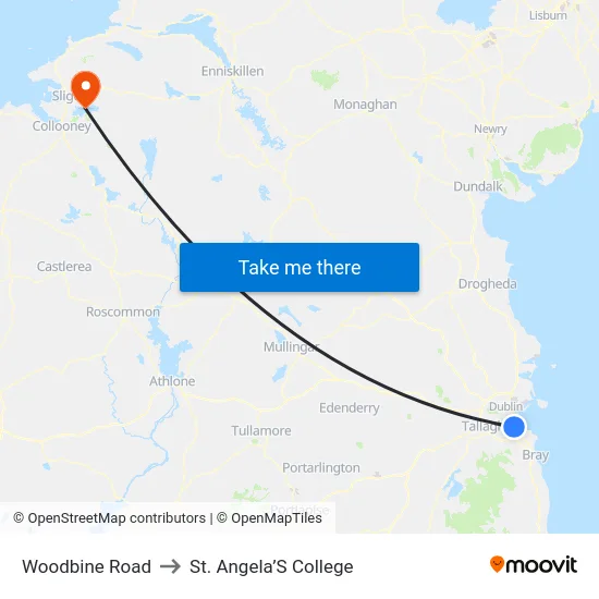 Woodbine Road to St. Angela’S College map