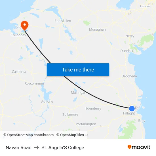 Navan Road to St. Angela’S College map