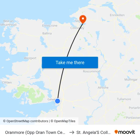 Oranmore (Opp Oran Town Centre) to St. Angela’S College map