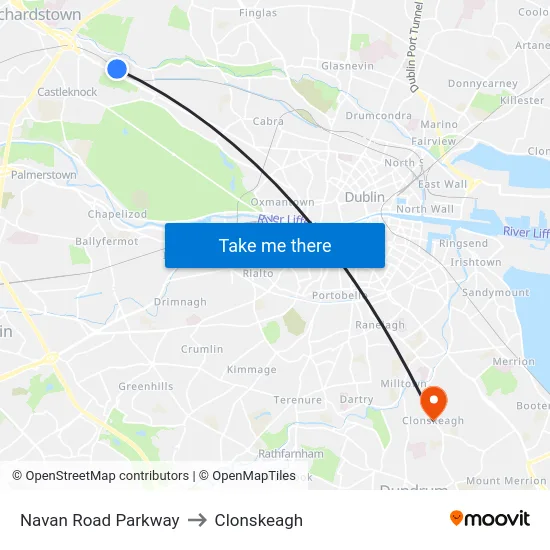 Navan Road Parkway to Clonskeagh map