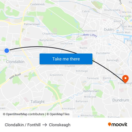 Clondalkin / Fonthill to Clonskeagh map