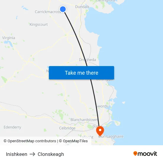 Inishkeen to Clonskeagh map