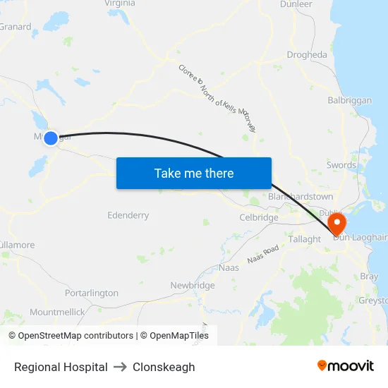 Regional Hospital to Clonskeagh map