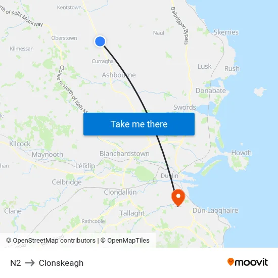 N2 to Clonskeagh map