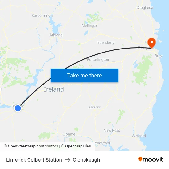 Limerick Colbert Station to Clonskeagh map
