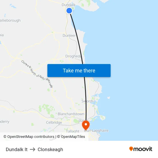 Dundalk It to Clonskeagh map