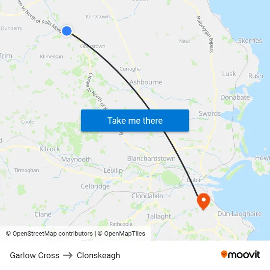Garlow Cross to Clonskeagh map