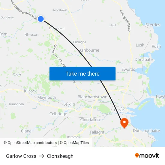 Garlow Cross to Clonskeagh map