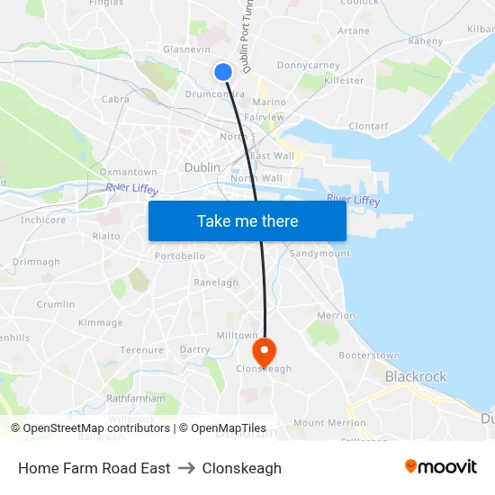 Home Farm Road East to Clonskeagh map