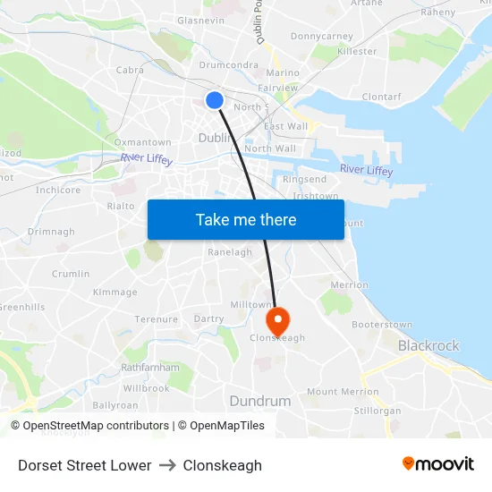 Dorset Street Lower to Clonskeagh map
