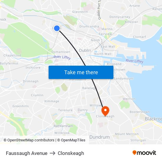 Faussaugh Avenue to Clonskeagh map