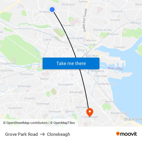 Grove Park Road to Clonskeagh map
