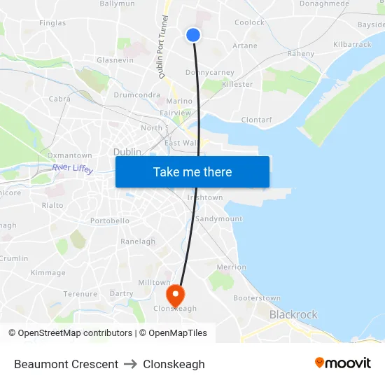 Beaumont Crescent to Clonskeagh map