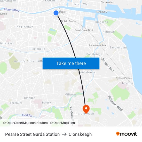 Pearse Street Garda Station to Clonskeagh map