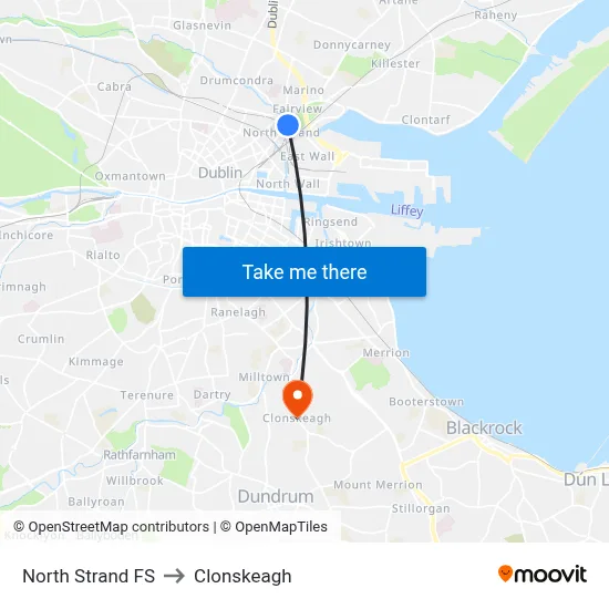 North Strand FS to Clonskeagh map