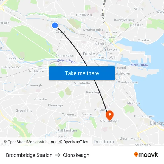 Broombridge Station to Clonskeagh map