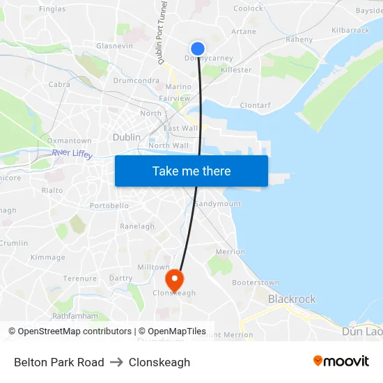 Belton Park Road to Clonskeagh map