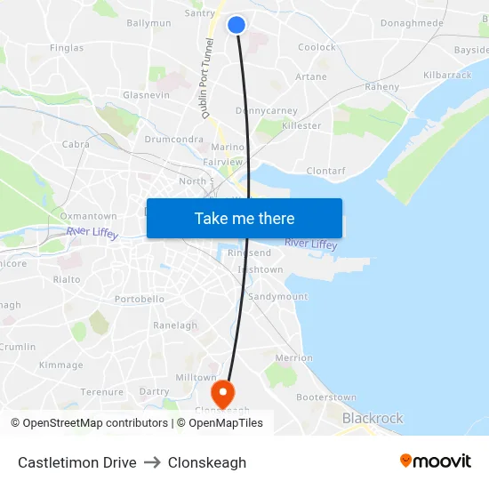Castletimon Drive to Clonskeagh map
